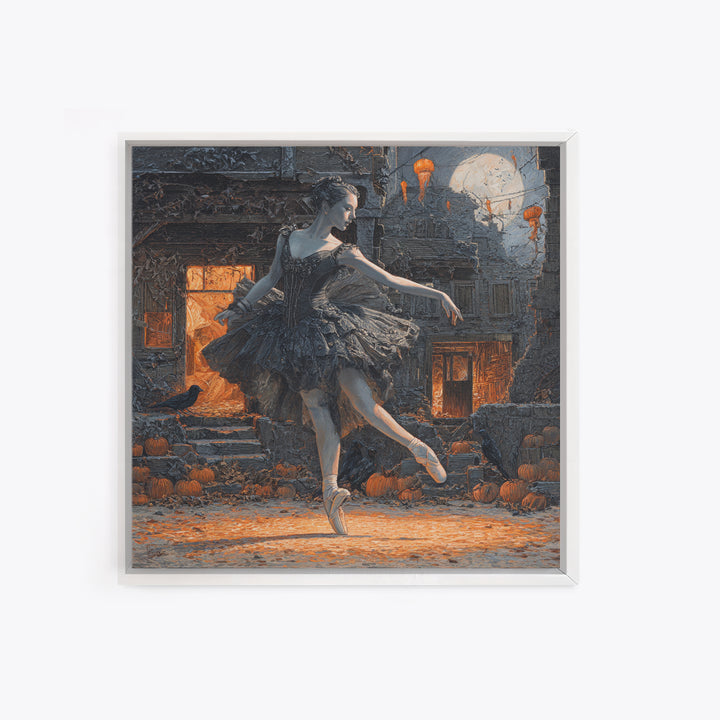 The Phantom Ballerina, Square Wall Art, Haunted Gothic Art, Framed Canvas Print, Halloween Wall Decor, Gothic Home Decor, Macabre Wall Art