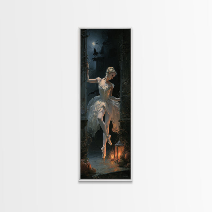 The Phantom Ballerina, Tall Narrow Wall Art, Spooky Home Decor, Canvas Print, Halloween Wall Decor, Gothic Home Decor, Halloween Wall Art