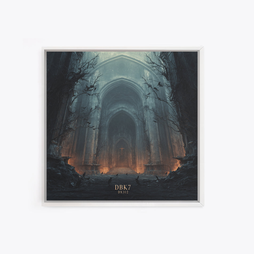 The Ghost Of The Witch Hunter, Square Wall Art, Haunted Gothic Art, Framed Canvas Print, Halloween Wall Decor, Gothic Home Decor