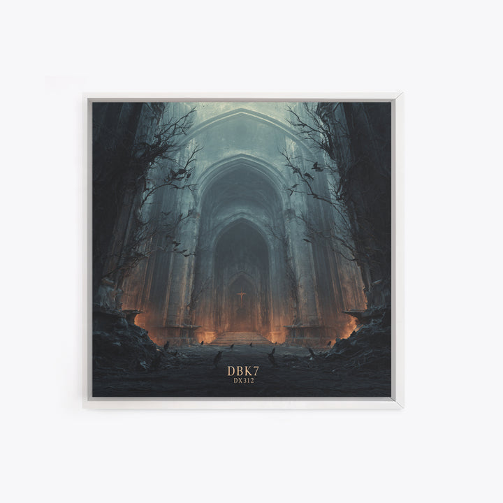 The Ghost Of The Witch Hunter, Square Wall Art, Haunted Gothic Art, Framed Canvas Print, Halloween Wall Decor, Gothic Home Decor