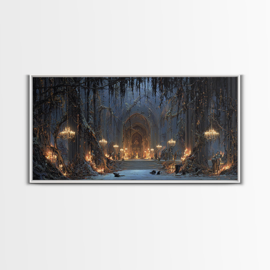 The Ghost Of The Witch Hunter, Wide Panoramic Art, Dark Halloween Decor, Canvas Print, Halloween Wall Decor, Gothic Home Decor