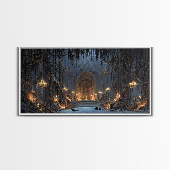 The Ghost Of The Witch Hunter, Wide Panoramic Art, Dark Halloween Decor, Canvas Print, Halloween Wall Decor, Gothic Home Decor
