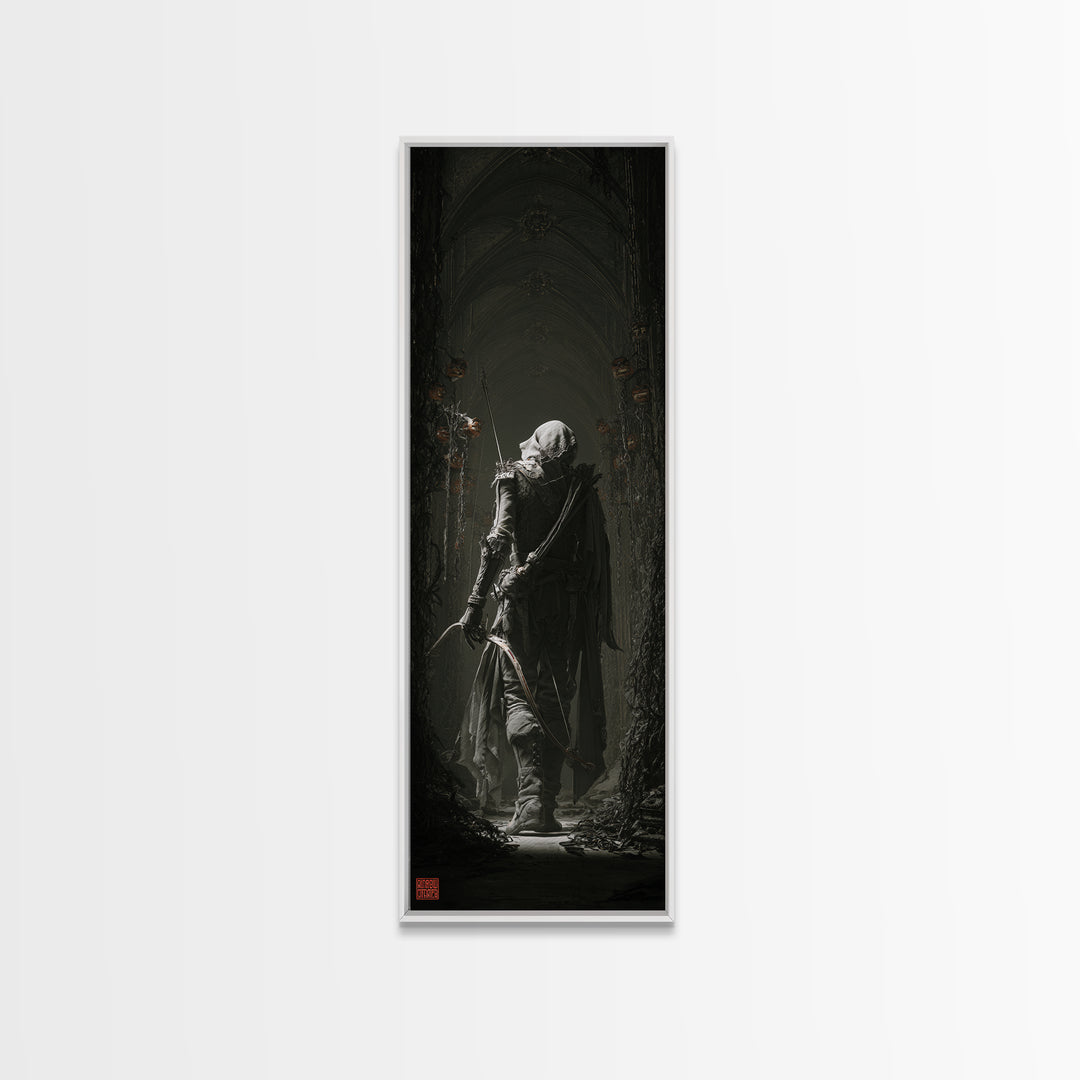 The Ghost Of The Witch Hunter, Tall Narrow Wall Art, Macabre Wall Art, Framed Canvas Print, Halloween Wall Decor, Gothic Home Decor