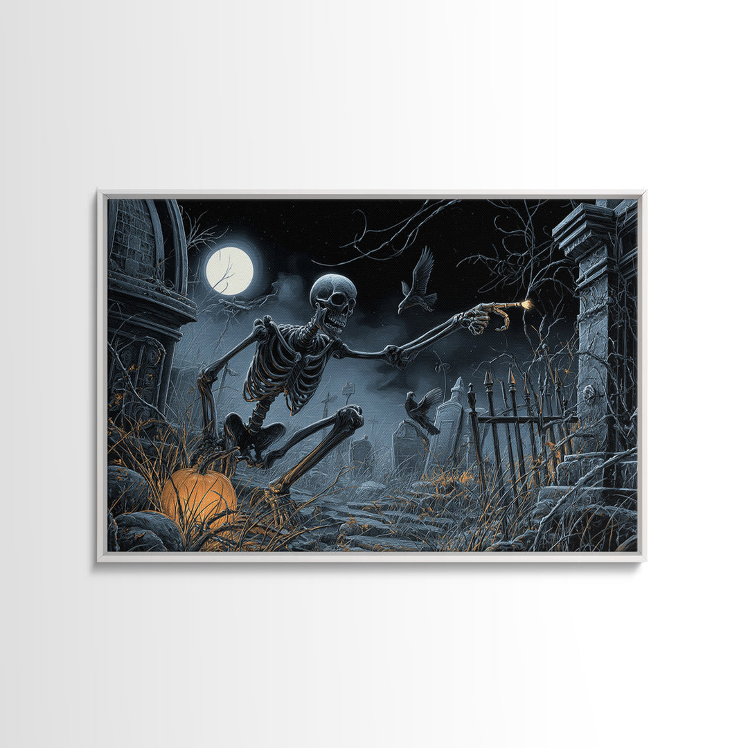 The Skull Astronomer, Landscape Wall Art, Dark Halloween Decor, Canvas Print, Halloween Wall Decor, Gothic Home Decor, Halloween Wall Art