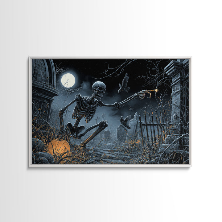 The Skull Astronomer, Landscape Wall Art, Dark Halloween Decor, Canvas Print, Halloween Wall Decor, Gothic Home Decor, Halloween Wall Art