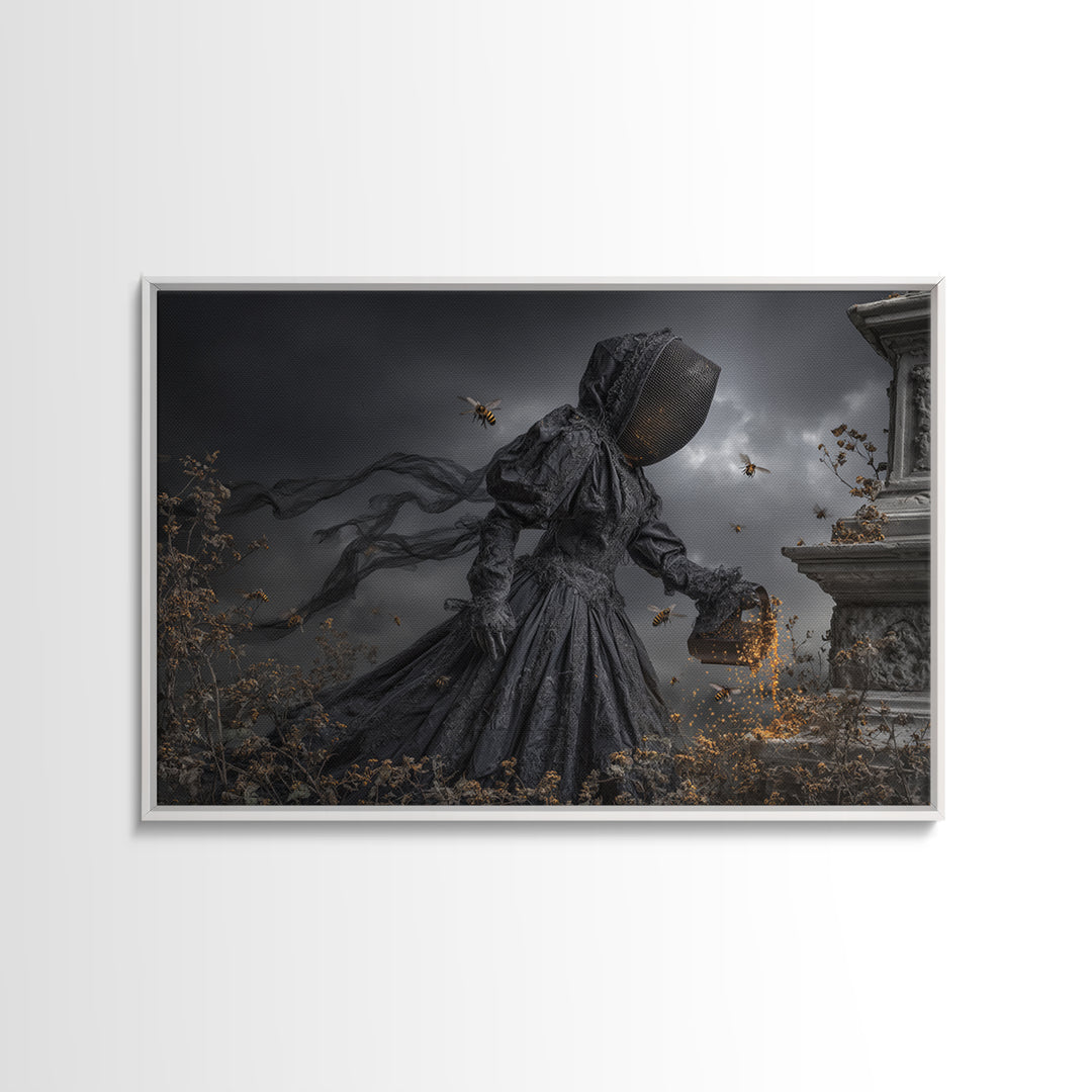 The Cemetery Beekeeper, Landscape Wall Art, Spooky Home Decor, Canvas Print, Halloween Wall Decor, Gothic Home Decor, Spooky Wall Decor