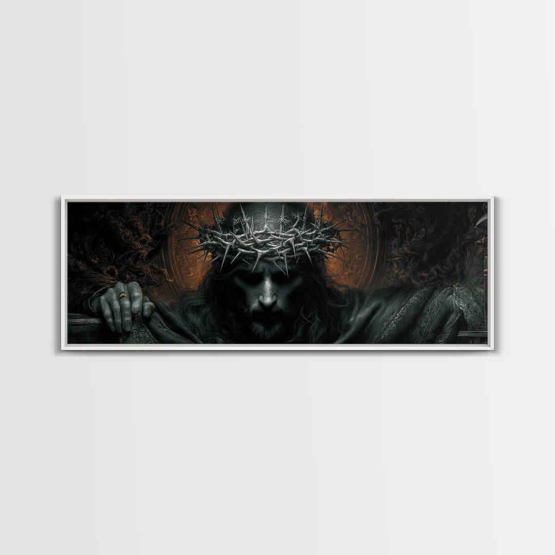 The Thorn-Crowned King, Extra Wide Wall Art, Dark Fantasy Wall Art, Canvas Print, Halloween Wall Decor, Gothic Home Decor