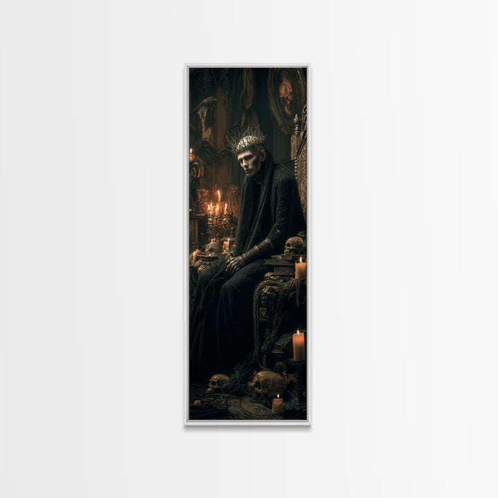 The Thorn-Crowned King, Tall Narrow Wall Art, Dark Fantasy Wall Art, Canvas Print, Halloween Wall Decor, Gothic Home Decor