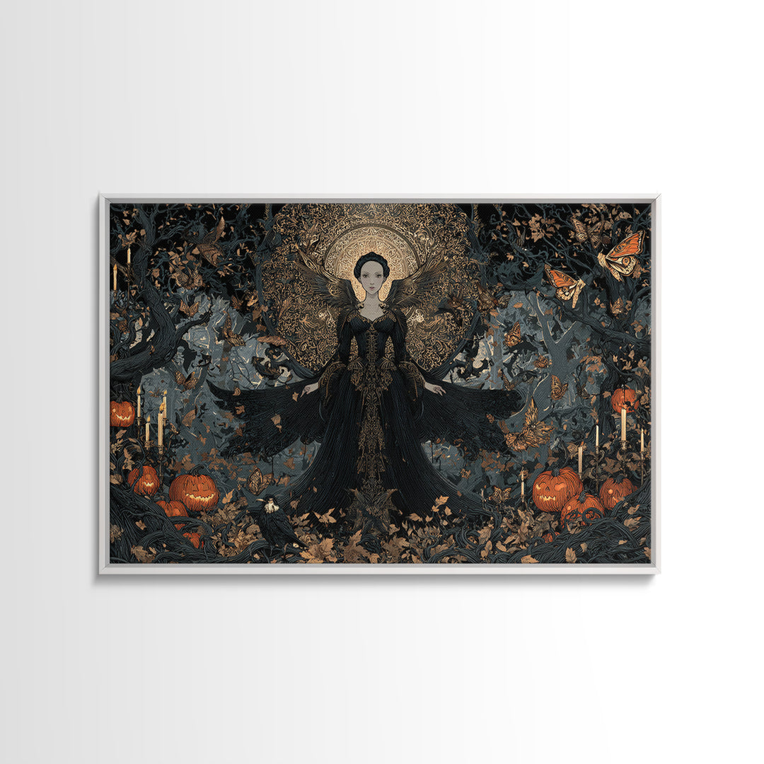 The Moth-Winged Empress, Landscape Wall Art, Gothic Horror Wall Art, Framed Canvas Print, Halloween Wall Decor, Gothic Home Decor