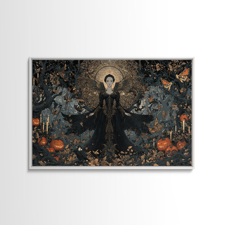 The Moth-Winged Empress, Landscape Wall Art, Gothic Horror Wall Art, Framed Canvas Print, Halloween Wall Decor, Gothic Home Decor
