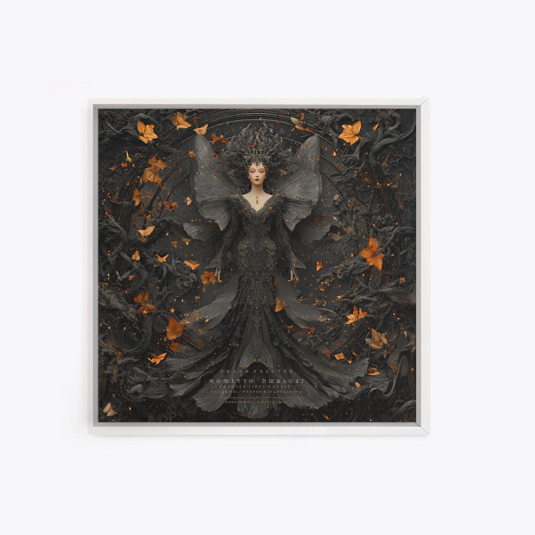 The Moth-Winged Empress, Square Wall Art, Dark Fantasy Wall Art, Canvas Print, Halloween Wall Decor, Gothic Home Decor, Statement Wall Art