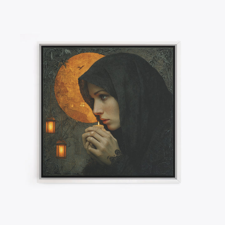 The Ash-Covered Oracle, Square Wall Art, Macabre Wall Art, Framed Canvas Print, Halloween Wall Decor, Gothic Home Decor, Seasonal Home Decor