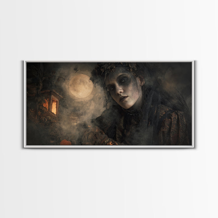 The Ash-Covered Oracle, Wide Panoramic Art, Spooky Home Decor, Canvas Print, Halloween Wall Decor, Gothic Home Decor, Seasonal Home Decor