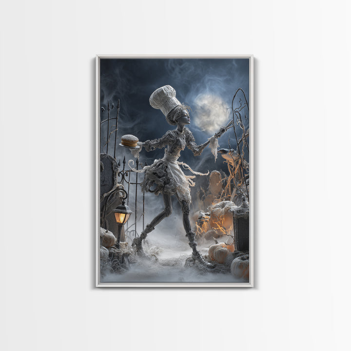 The Ghost Bakery, Vertical Wall Art, Haunted Gothic Art, Framed Canvas Print, Halloween Wall Decor, Gothic Home Decor, Statement Wall Art