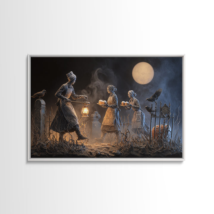 The Ghost Bakery, Landscape Wall Art, Haunted Gothic Art, Framed Canvas Print, Halloween Wall Decor, Gothic Home Decor, Halloween Decor