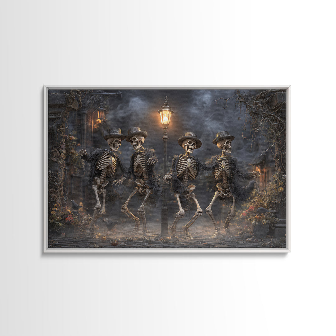 The Skeleton Barbershop Quartet, Landscape Wall Art, Dark Halloween Decor, Canvas Print, Halloween Wall Decor, Gothic Home Decor