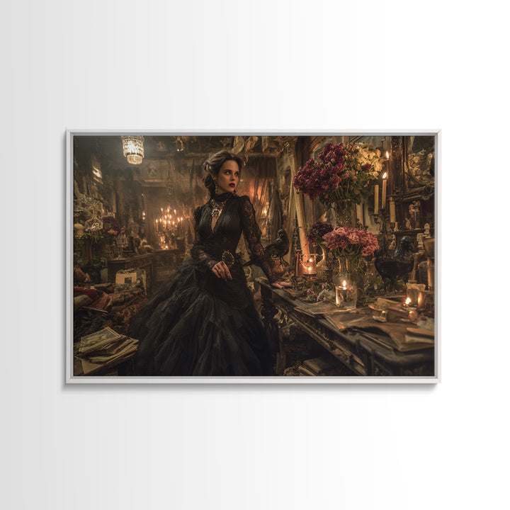 The Vampire Florist, Landscape Wall Art, Dark Fantasy Wall Art, Canvas Print, Halloween Wall Decor, Gothic Home Decor