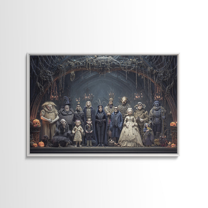The Monster Family Portrait, Landscape Wall Art, Haunted Gothic Art, Framed Canvas Print, Halloween Wall Decor, Gothic Home Decor