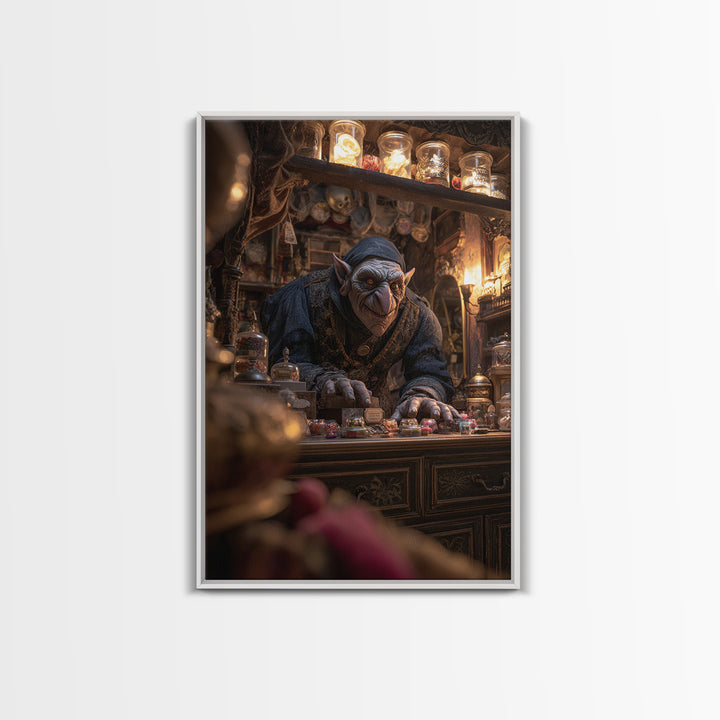 The Goblin Candy Shop, Vertical Wall Art, Dark Halloween Decor, Canvas Print, Halloween Wall Decor, Gothic Home Decor, Dark Fantasy Art