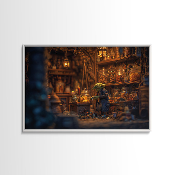 The Goblin Candy Shop, Landscape Wall Art, Haunted Gothic Art, Framed Canvas Print, Halloween Wall Decor, Gothic Home Decor