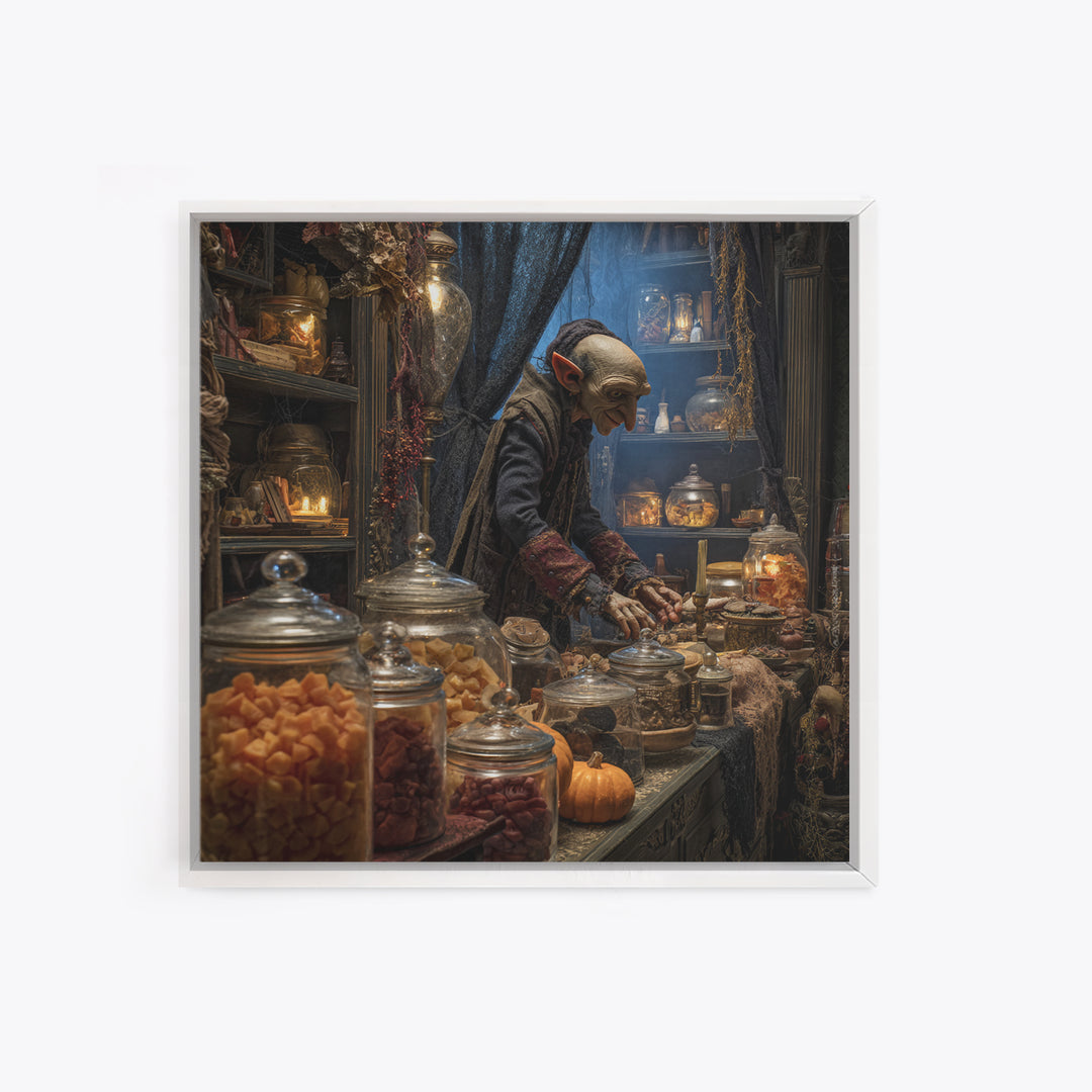 The Goblin Candy Shop, Square Wall Art, Spooky Home Decor, Canvas Print, Halloween Wall Decor, Gothic Home Decor, Collectible Wall Decor