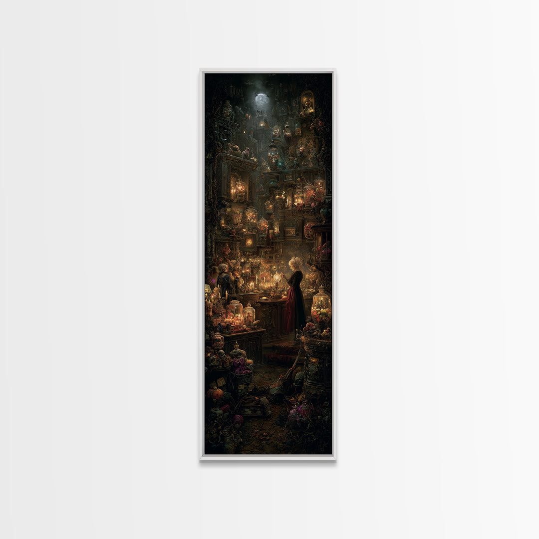 The Goblin Candy Shop, Tall Narrow Wall Art, Dark Halloween Decor, Canvas Print, Halloween Wall Decor, Gothic Home Decor