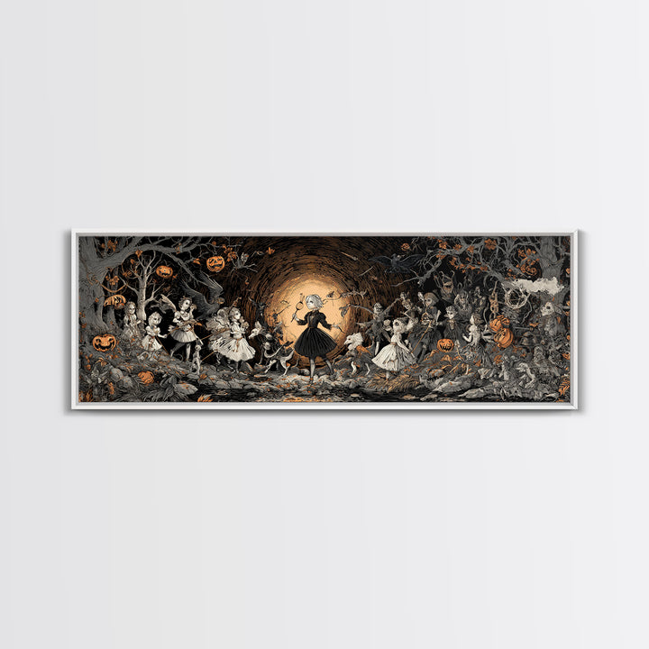 The Haunted Toy Parade, Extra Wide Wall Art, Haunted Gothic Art, Framed Canvas Print, Halloween Wall Decor, Gothic Home Decor