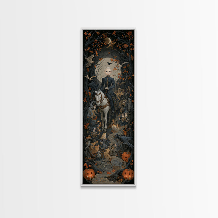 The Haunted Toy Parade, Tall Narrow Wall Art, Gothic Horror Wall Art, Framed Canvas Print, Halloween Wall Decor, Gothic Home Decor