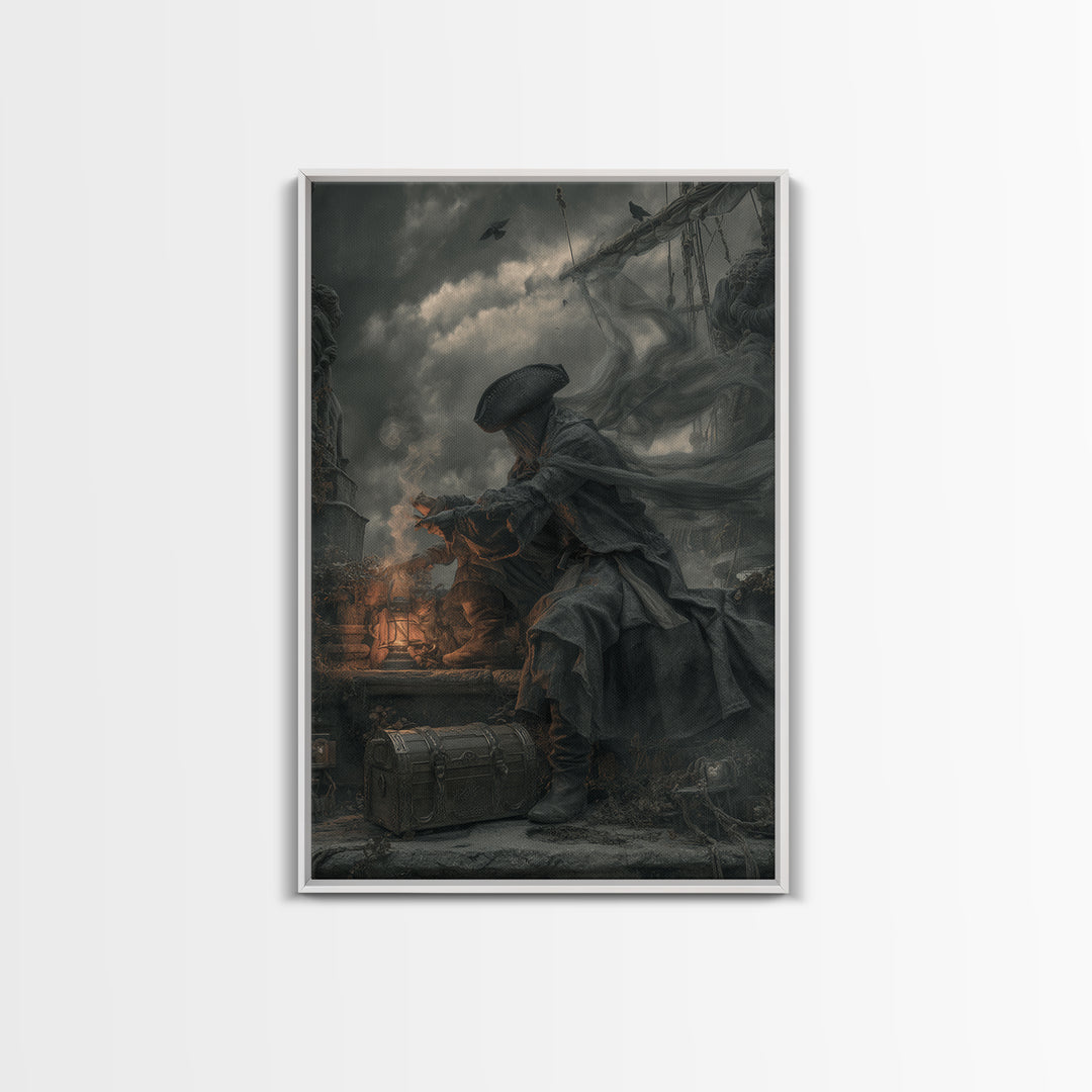 The Ghost Pirate Picnic, Vertical Wall Art, Dark Fantasy Wall Art, Canvas Print, Halloween Wall Decor, Gothic Home Decor, Horror Wall Art