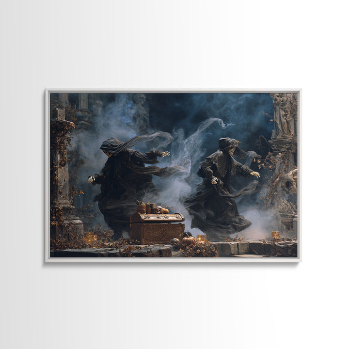 The Ghost Pirate Picnic, Landscape Wall Art, Haunted Gothic Art, Framed Canvas Print, Halloween Wall Decor, Gothic Home Decor