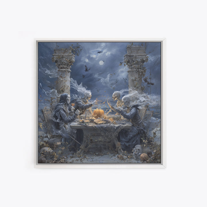 The Ghost Pirate Picnic, Square Wall Art, Dark Fantasy Wall Art, Canvas Print, Halloween Wall Decor, Gothic Home Decor, Spooky Wall Decor