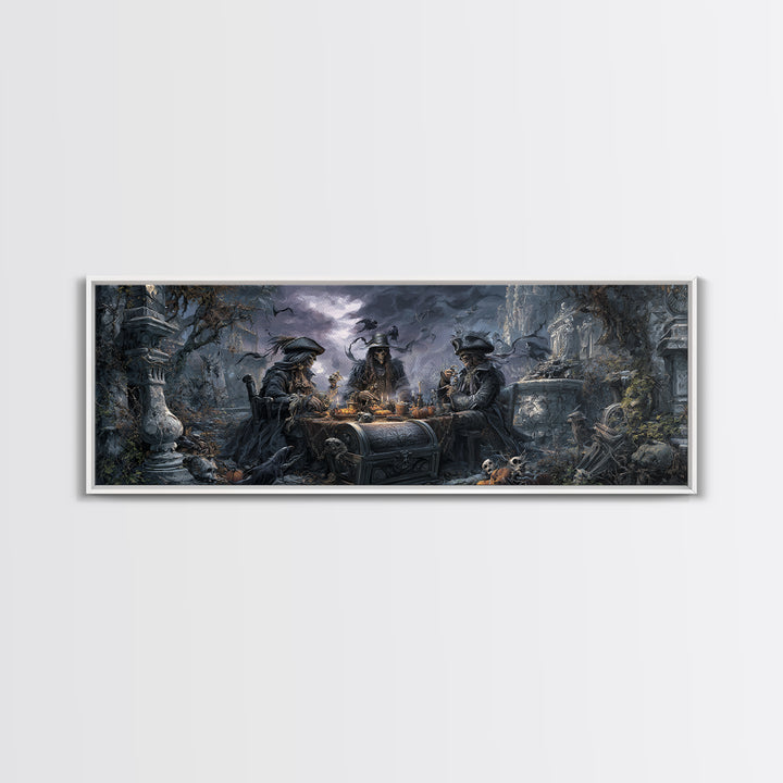 The Ghost Pirate Picnic, Extra Wide Wall Art, Haunted Gothic Art, Framed Canvas Print, Halloween Wall Decor, Gothic Home Decor
