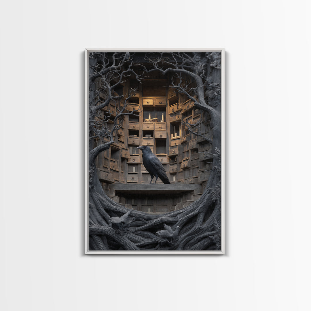 The Raven Post Office, Vertical Wall Art, Dark Halloween Decor, Canvas Print, Halloween Wall Decor, Gothic Home Decor, Halloween Wall Art