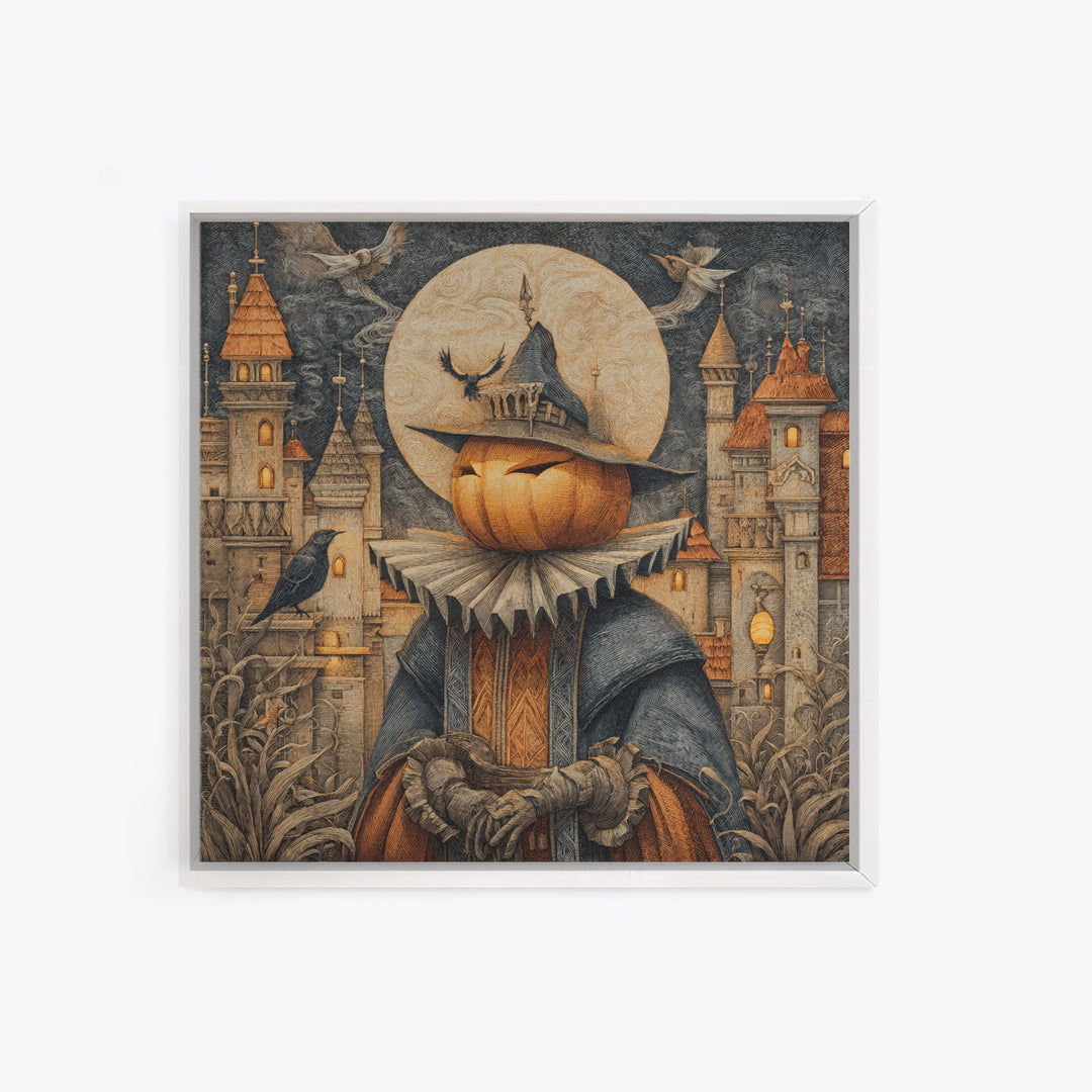 The Candy Corn Kingdom, Square Wall Art, Gothic Horror Wall Art, Framed Canvas Print, Halloween Wall Decor, Gothic Home Decor