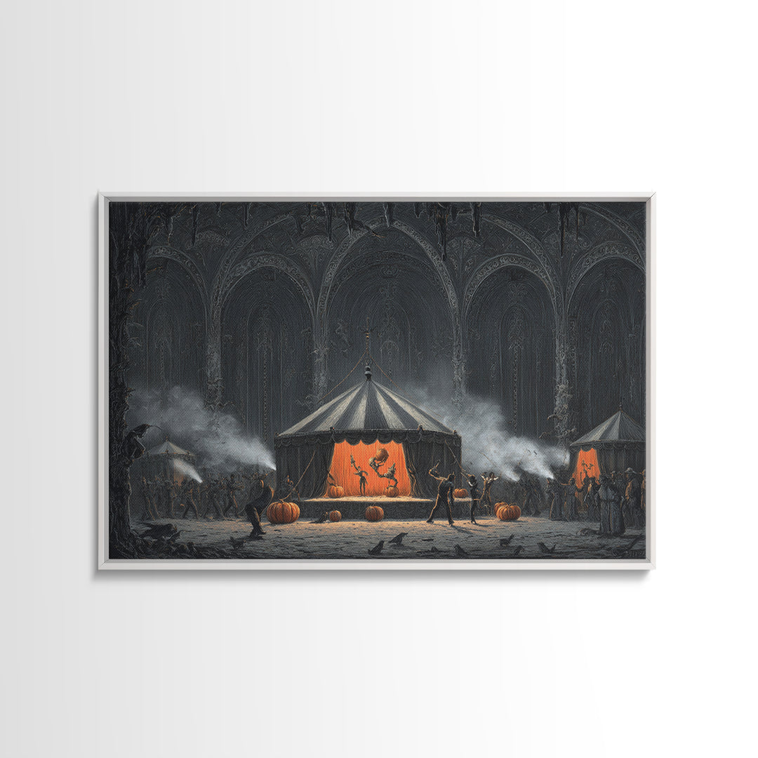The Jack-O'-Lantern Circus, Landscape Wall Art, Spooky Home Decor, Canvas Print, Halloween Wall Decor, Gothic Home Decor