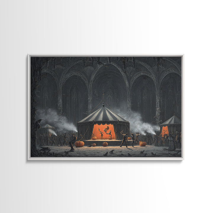 The Jack-O'-Lantern Circus, Landscape Wall Art, Spooky Home Decor, Canvas Print, Halloween Wall Decor, Gothic Home Decor