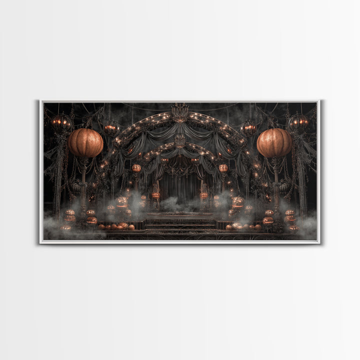 The Jack-O'-Lantern Circus, Wide Panoramic Art, Spooky Home Decor, Canvas Print, Halloween Wall Decor, Gothic Home Decor, Macabre Wall Art