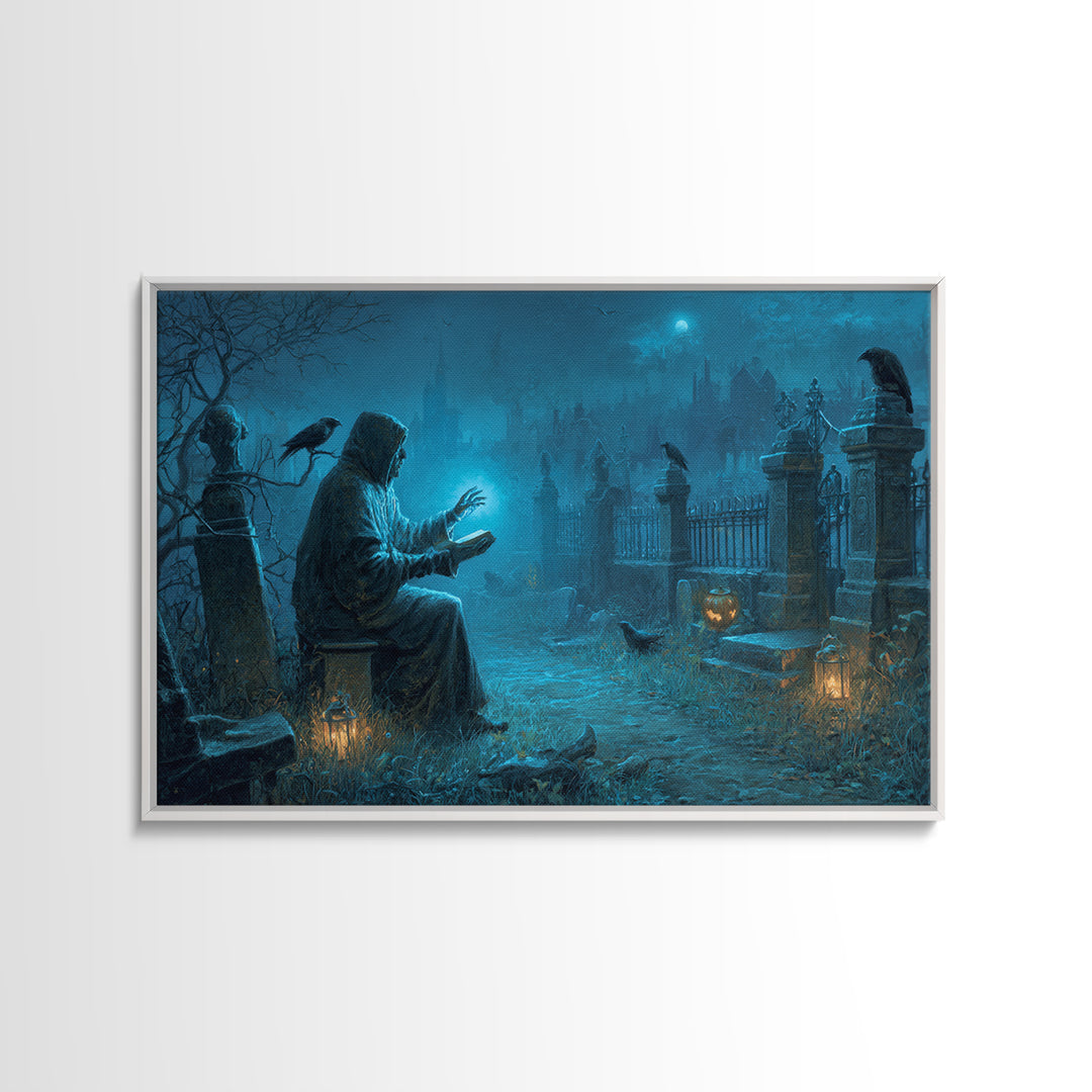 The Graveyard Book Club, Landscape Wall Art, Dark Halloween Decor, Canvas Print, Halloween Wall Decor, Gothic Home Decor, Macabre Wall Art