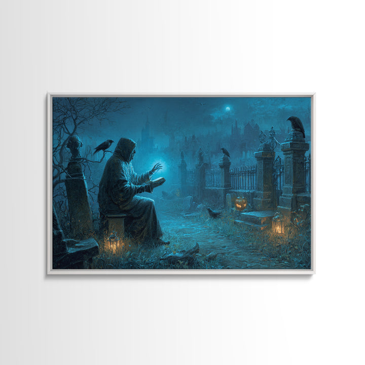The Graveyard Book Club, Landscape Wall Art, Dark Halloween Decor, Canvas Print, Halloween Wall Decor, Gothic Home Decor, Macabre Wall Art