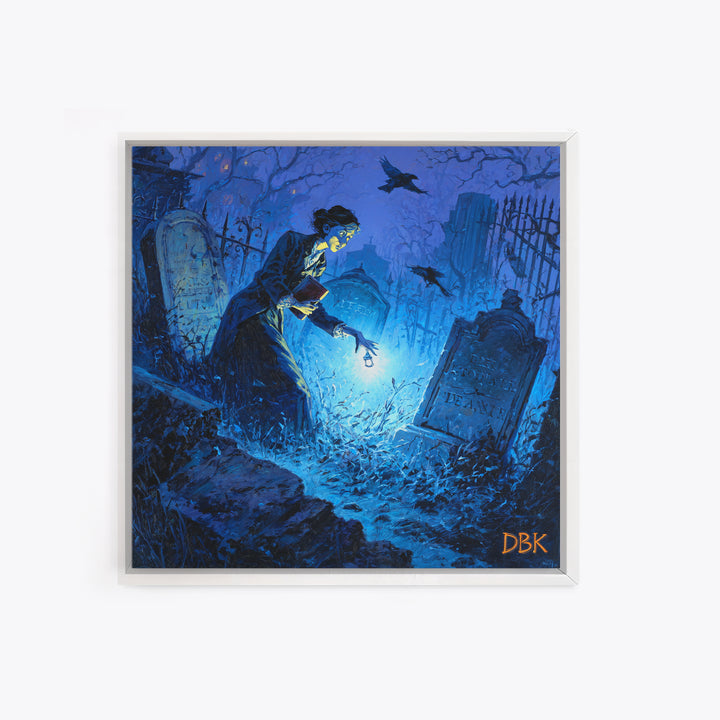 The Graveyard Book Club, Square Wall Art, Dark Halloween Decor, Canvas Print, Halloween Wall Decor, Gothic Home Decor, Halloween Wall Art