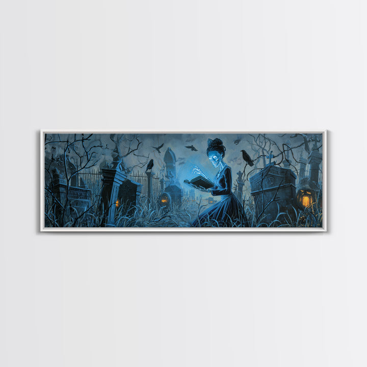 The Graveyard Book Club, Extra Wide Wall Art, Dark Fantasy Wall Art, Canvas Print, Halloween Wall Decor, Gothic Home Decor
