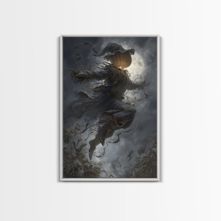 The Cosmic Pumpkin God, Vertical Wall Art, Macabre Wall Art, Framed Canvas Print, Halloween Wall Decor, Gothic Home Decor, Spooky Wall Decor