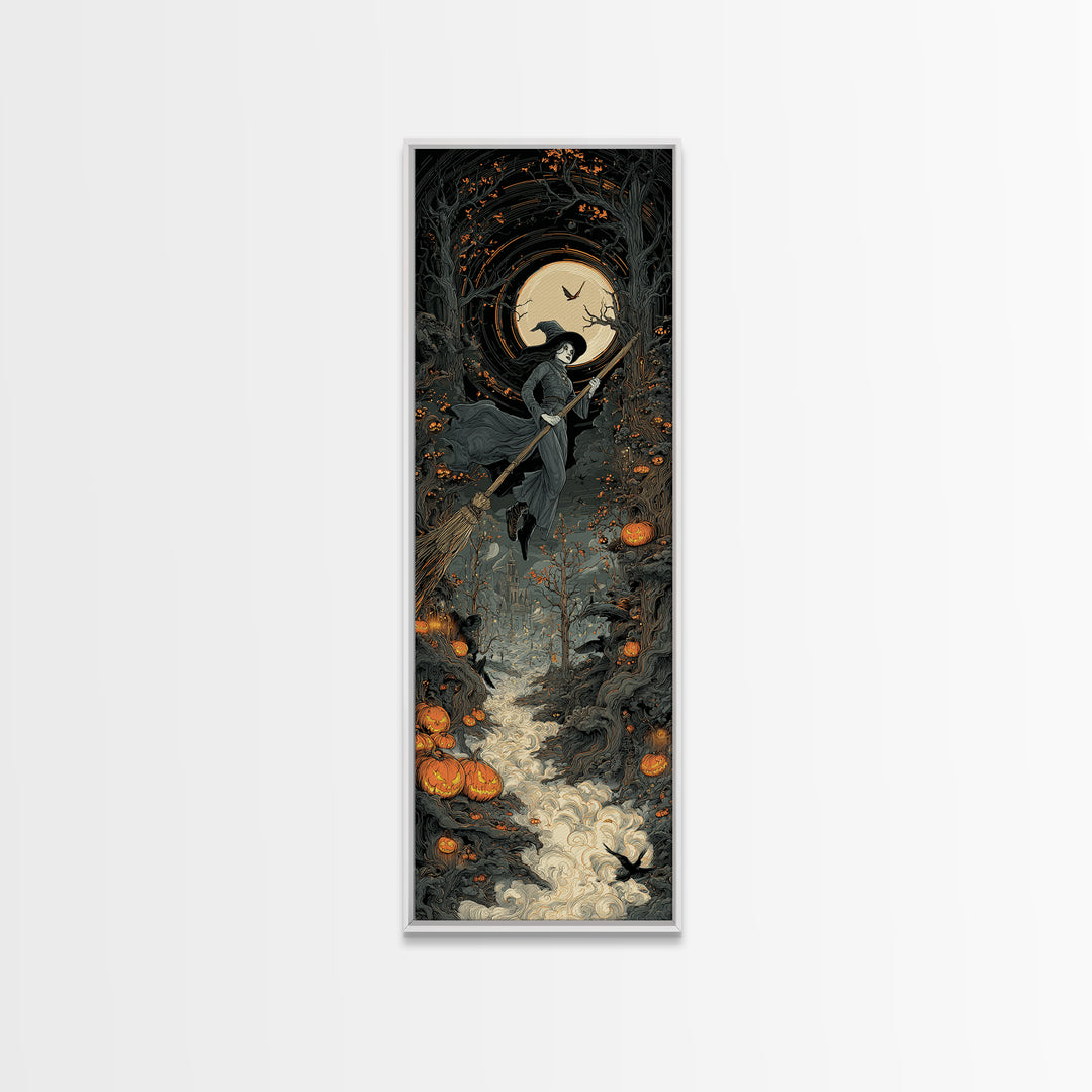 The Cyberpunk Witch, Tall Narrow Wall Art, Dark Halloween Decor, Canvas Print, Halloween Wall Decor, Gothic Home Decor, Seasonal Home Decor