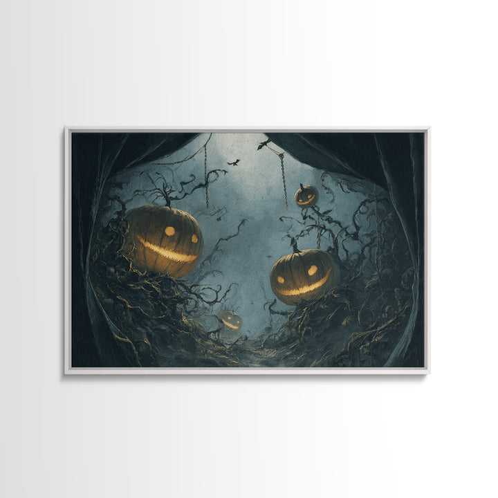 The Alien Pumpkin Patch, Landscape Wall Art, Dark Fantasy Wall Art, Canvas Print, Halloween Wall Decor, Gothic Home Decor