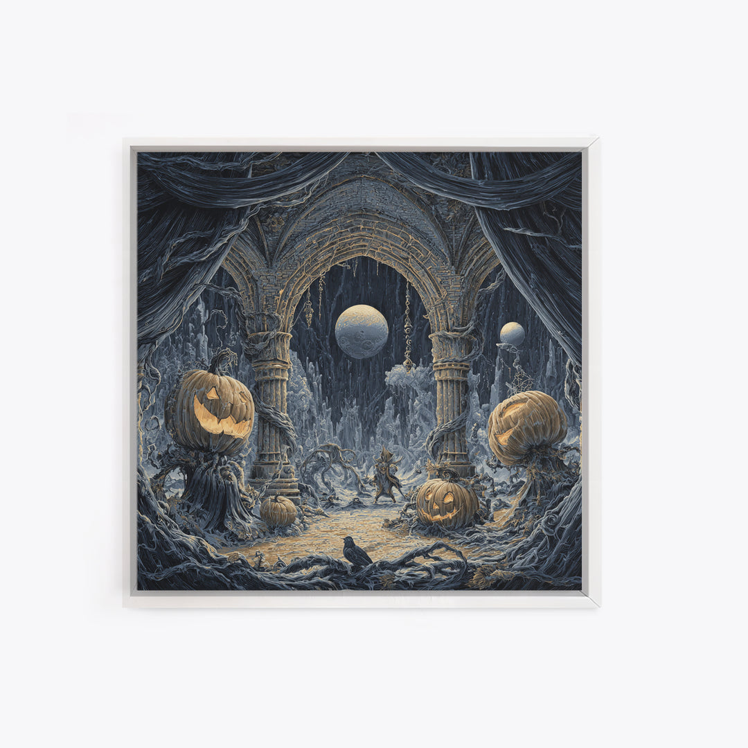 The Alien Pumpkin Patch, Square Wall Art, Dark Halloween Decor, Canvas Print, Halloween Wall Decor, Gothic Home Decor, Horror Wall Art