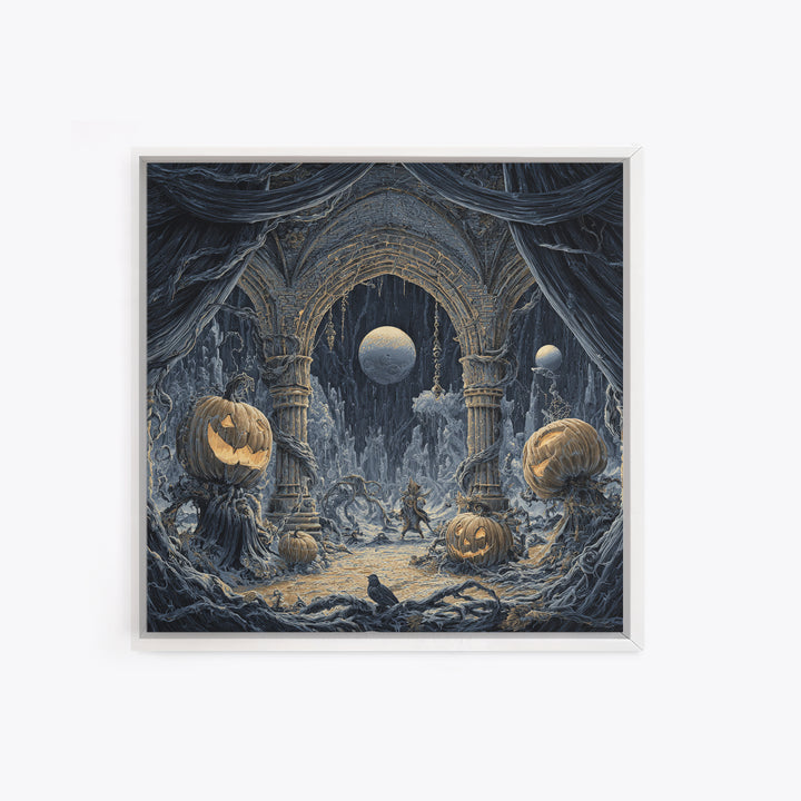 The Alien Pumpkin Patch, Square Wall Art, Dark Halloween Decor, Canvas Print, Halloween Wall Decor, Gothic Home Decor, Horror Wall Art
