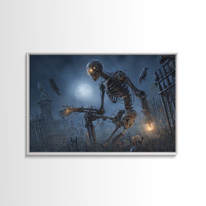 The Biomechanical Skeleton, Landscape Wall Art, Spooky Home Decor, Canvas Print, Halloween Wall Decor, Gothic Home Decor, Spooky Wall Decor