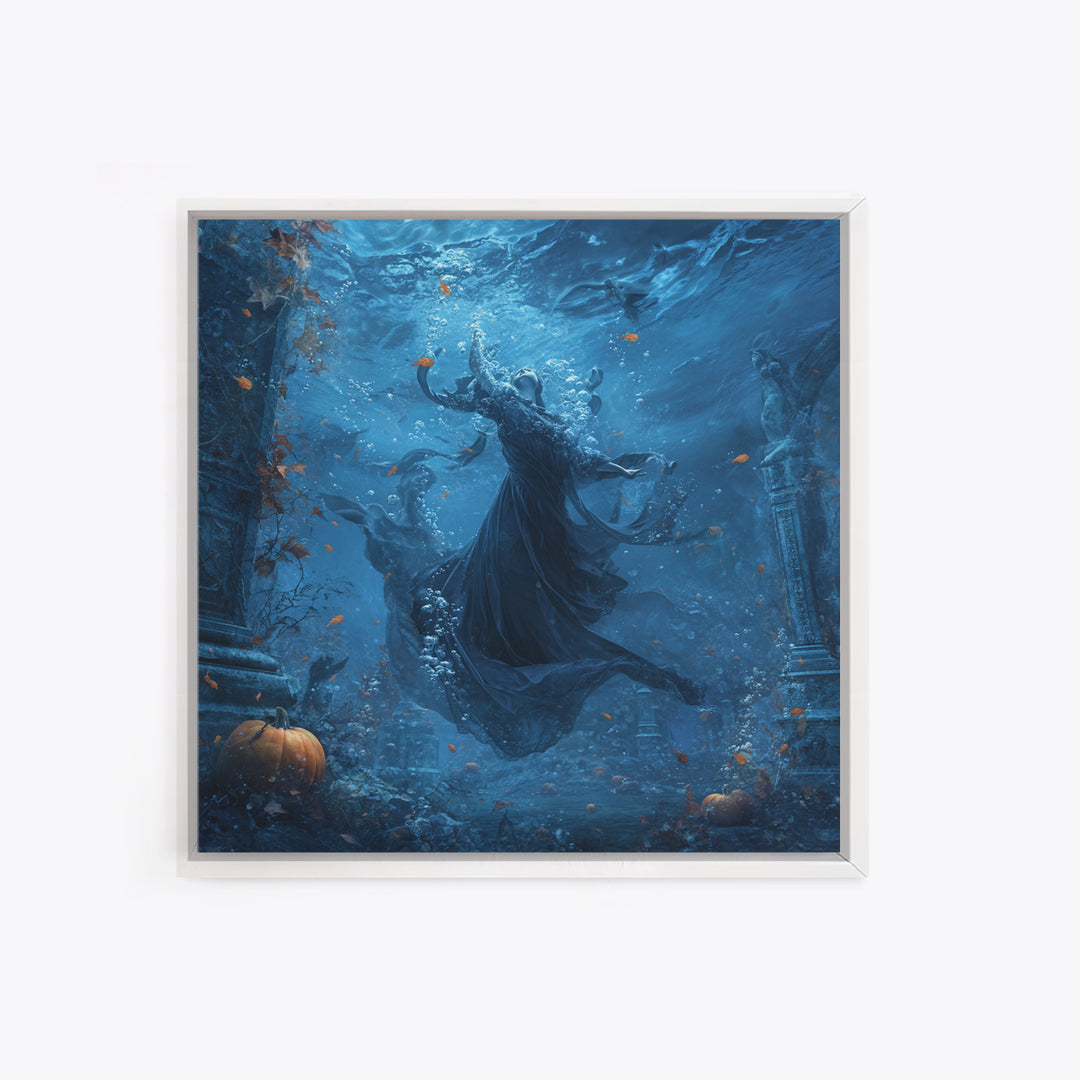 The Underwater Graveyard, Square Wall Art, Dark Halloween Decor, Canvas Print, Halloween Wall Decor, Gothic Home Decor, Halloween Wall Art