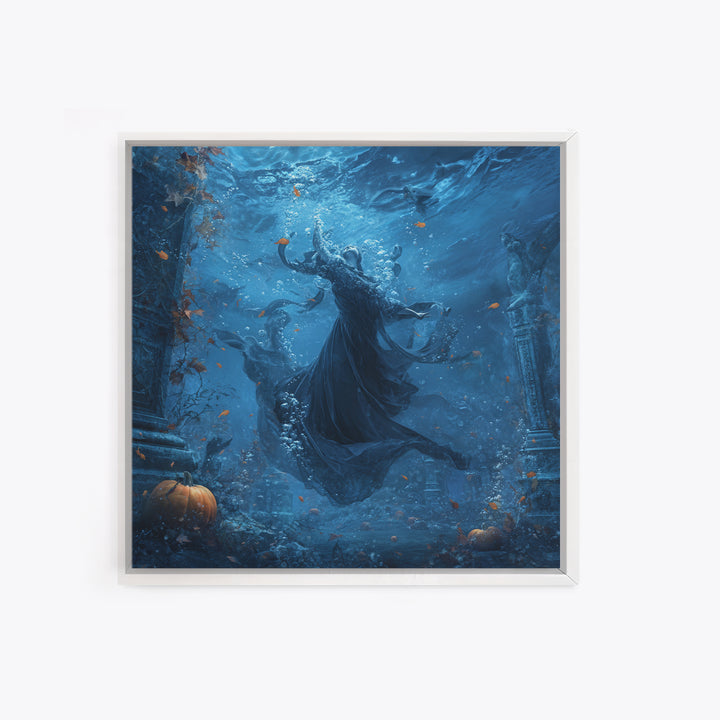 The Underwater Graveyard, Square Wall Art, Dark Halloween Decor, Canvas Print, Halloween Wall Decor, Gothic Home Decor, Halloween Wall Art