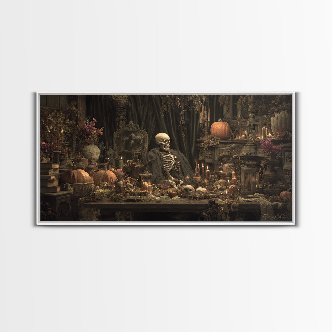 Desert Halloween, Wide Panoramic Art, Gothic Horror Wall Art, Framed Canvas Print, Halloween Wall Decor, Gothic Home Decor, Halloween Decor